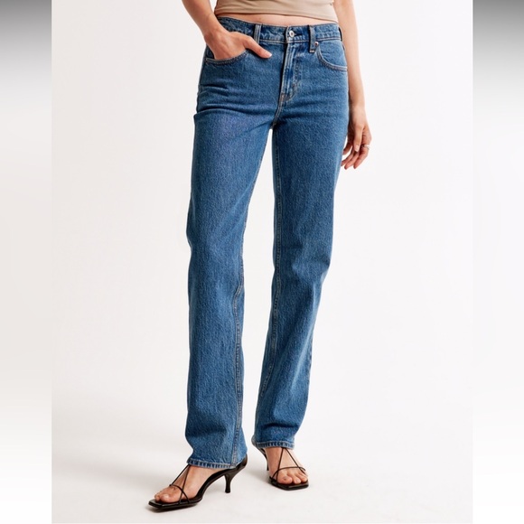 New with tags Straight Mid Rise short length Abercrombie Jeans - Picture 3 of 13